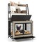 MDF Metal Dog Crate with Storage Shelves and Wheels and Flip-Top